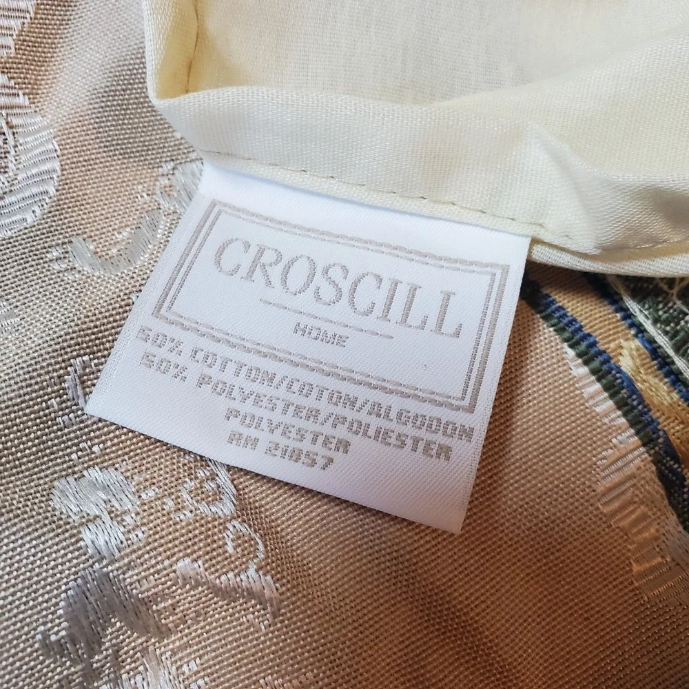 croscill king size bed skirt Gold Green Purple Paisley Damask Pattern 13